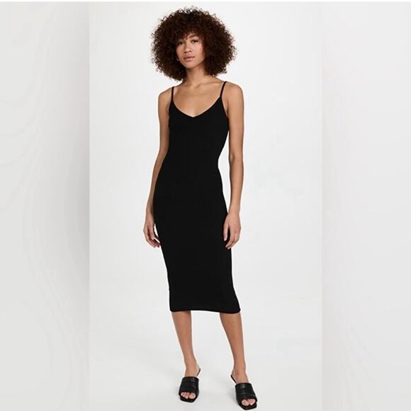 NWT Good American Rib Midi Tank Dress‎ Black size 0 XS - Picture 1 of 10